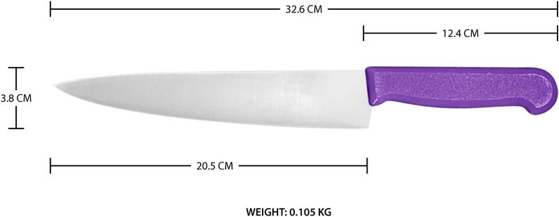 Kitchen Master 8 Inch Stainless Steel Professional Chef Knife with Purple Handle - Image 2